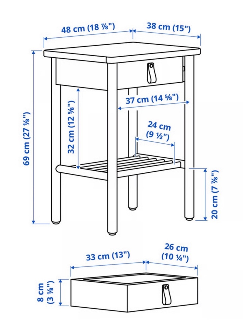 New IKEA BJÖRKSNÄS Solid Birch Nightstand | Scandinavian Side Table| Birch - Picture 3 of 5